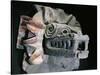 Mexico, Surroundings of Mexico City, Pyramid of Quetzalcoatl, Stone Statue of Serpent Head-null-Stretched Canvas