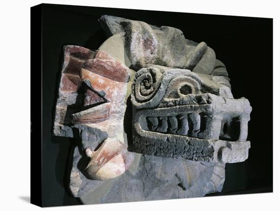 Mexico, Surroundings of Mexico City, Pyramid of Quetzalcoatl, Stone Statue of Serpent Head-null-Stretched Canvas