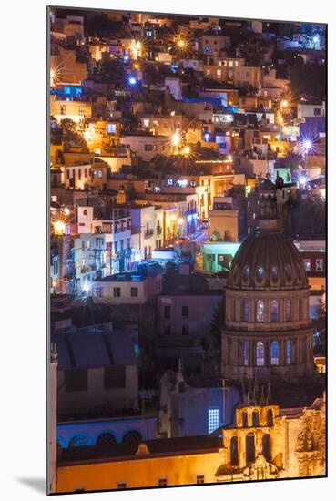 Mexico, the Colorful Homes and Buildings of Guanajuato at Night-Judith Zimmerman-Mounted Photographic Print