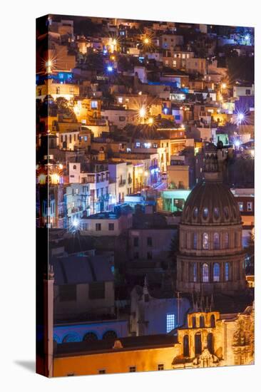 Mexico, the Colorful Homes and Buildings of Guanajuato at Night-Judith Zimmerman-Stretched Canvas