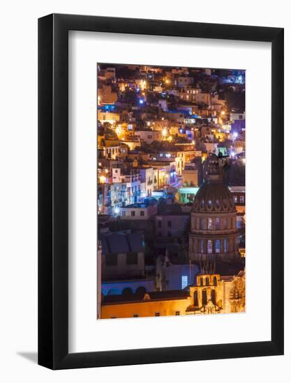 Mexico, the Colorful Homes and Buildings of Guanajuato at Night-Judith Zimmerman-Framed Photographic Print