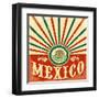 Mexico Vintage Patriotic Poster - Card Vector Design, Mexican Holiday Decoration-Julio Aldana-Framed Art Print