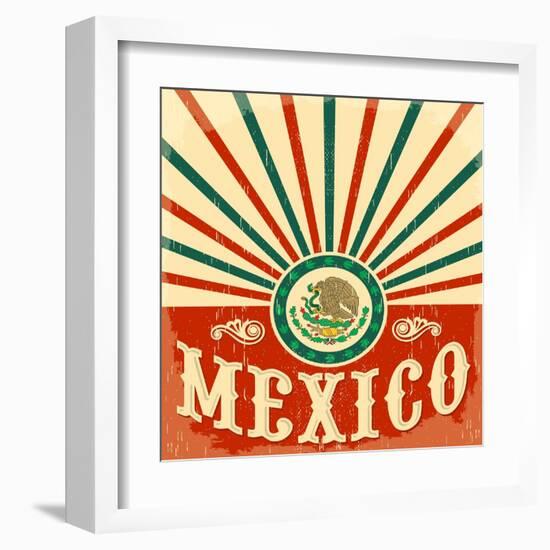 Mexico Vintage Patriotic Poster - Card Vector Design, Mexican Holiday Decoration-Julio Aldana-Framed Art Print