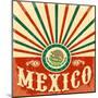 Mexico Vintage Patriotic Poster - Card Vector Design, Mexican Holiday Decoration-Julio Aldana-Mounted Art Print