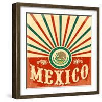 Mexico Vintage Patriotic Poster - Card Vector Design, Mexican Holiday Decoration-Julio Aldana-Framed Art Print