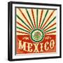 Mexico Vintage Patriotic Poster - Card Vector Design, Mexican Holiday Decoration-Julio Aldana-Framed Art Print