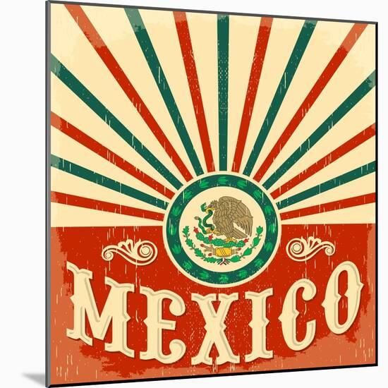 Mexico Vintage Patriotic Poster - Card Vector Design, Mexican Holiday Decoration-Julio Aldana-Mounted Art Print