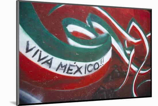 Mexico. Wall Painted to Celebrate Colors of Mexican Flag-Steve Ross-Mounted Photographic Print