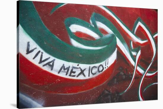 Mexico. Wall Painted to Celebrate Colors of Mexican Flag-Steve Ross-Stretched Canvas