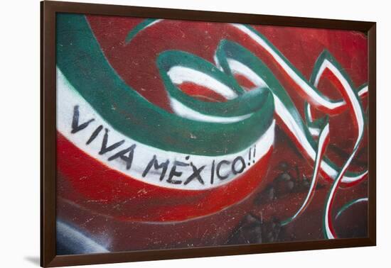 Mexico. Wall Painted to Celebrate Colors of Mexican Flag-Steve Ross-Framed Photographic Print