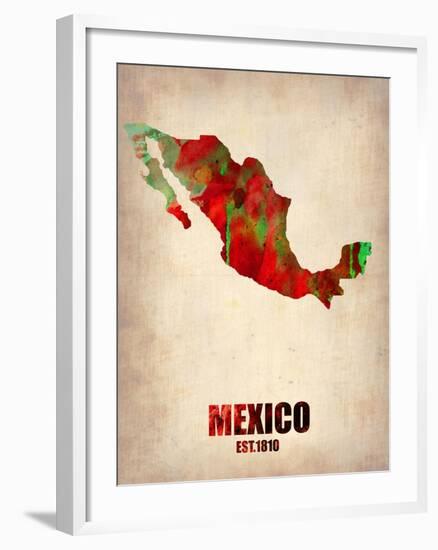 Mexico Watercolor Map-NaxArt-Framed Art Print