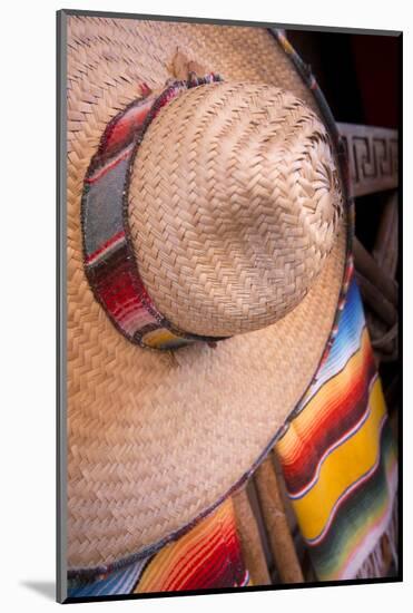 Mexico, Yucatan, Isla Mujeres, straw hat and colorful blankets.-Merrill Images-Mounted Photographic Print