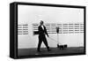 Meyer Lansky Walking Bruzzer on Miami Beach, 1979-null-Framed Stretched Canvas