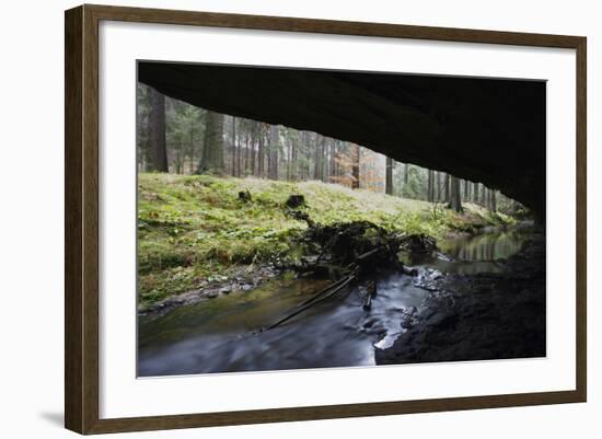 Mezni Potok - Stream Flowing under a Rock, Rynartice, Ceske Svycarsko, Czech Republic, November-Ruiz-Framed Photographic Print