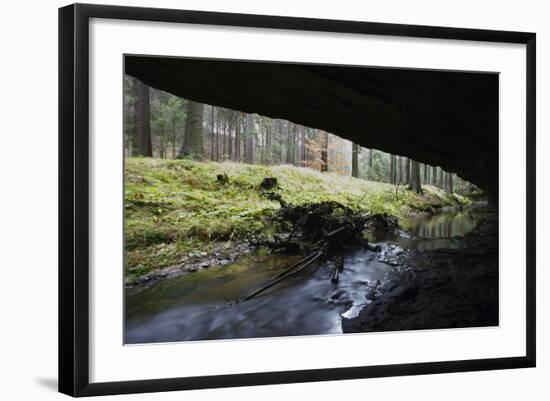 Mezni Potok - Stream Flowing under a Rock, Rynartice, Ceske Svycarsko, Czech Republic, November-Ruiz-Framed Photographic Print