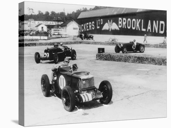 MG, Alfa Romeo, and Bugatti in British Empire Trophy Race at Brooklands, 1935-null-Stretched Canvas