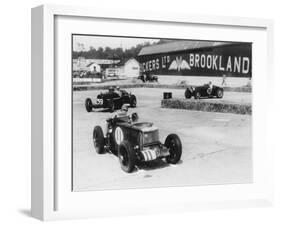 MG, Alfa Romeo, and Bugatti in British Empire Trophy Race at Brooklands, 1935-null-Framed Photographic Print