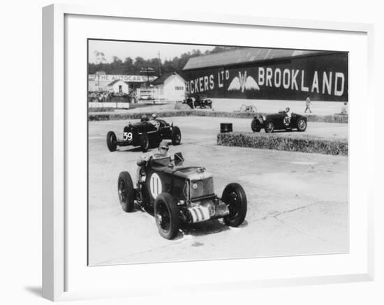 MG, Alfa Romeo, and Bugatti in British Empire Trophy Race at Brooklands, 1935-null-Framed Photographic Print