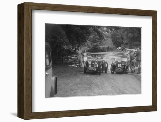 MG J2 and MG D type at the Mid Surrey AC Barnstaple Trial, Tarr Steps, Exmoor, 1934-Bill Brunell-Framed Photographic Print