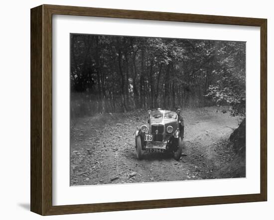 MG M type taking part in the B&HMC Brighton-Beer Trial, Fingle Bridge Hill, Devon, 1934-Bill Brunell-Framed Photographic Print