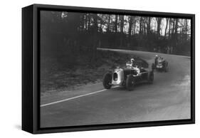 MG Magnette of AA Rigby leading JR Grices Riley Brooklands at Donington Park, Leicestershire, 1935-Bill Brunell-Framed Stretched Canvas