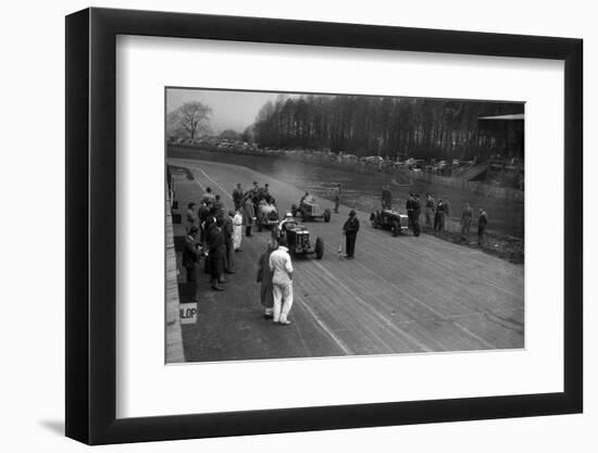 MG Q type, Frazer-Nash Shelsley and Bugatti Type 51 on the starting grid at Donington Park, 1930s-Bill Brunell-Framed Photographic Print