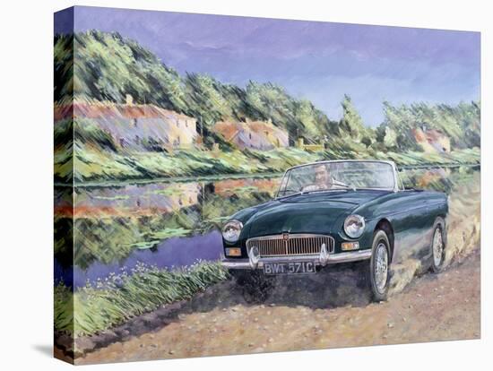 Mgb by a French Canal-Clive Metcalfe-Stretched Canvas