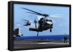 MH-60S Sea Hawk Helicopter (Landing on Air Craft Carrier) Art Poster Print-null-Framed Poster