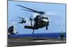 MH-60S Sea Hawk Helicopter (Landing on Air Craft Carrier) Art Poster Print-null-Mounted Poster