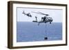 Mh-60S Sea Hawk Helicopters Conduct a Vertical Replenishment-null-Framed Photographic Print
