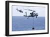 Mh-60S Sea Hawk Helicopters Conduct a Vertical Replenishment-null-Framed Photographic Print