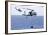 Mh-60S Sea Hawk Helicopters Conduct a Vertical Replenishment-null-Framed Photographic Print