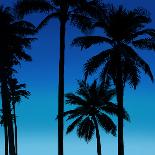 Palms Black on Blue II-Mia Jensen-Art Print