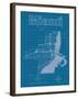 Miami Artistic Blueprint Map-Christopher Estes-Framed Art Print