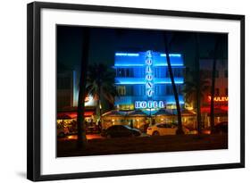 Miami Beach Art Deco District - The Colony Hotel by Night - Ocean Drive - Florida-Philippe Hugonnard-Framed Photographic Print