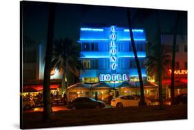 Miami Beach Art Deco District - The Colony Hotel by Night - Ocean Drive - Florida-Philippe Hugonnard-Stretched Canvas