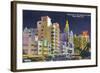 Miami Beach, Florida - City Scene at Night-Lantern Press-Framed Art Print