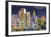 Miami Beach, Florida - City Scene at Night-Lantern Press-Framed Art Print