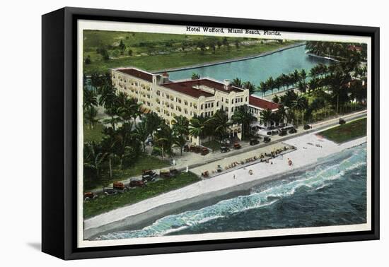 Miami Beach, Florida - Hotel Wofford Exterior View-Lantern Press-Framed Stretched Canvas