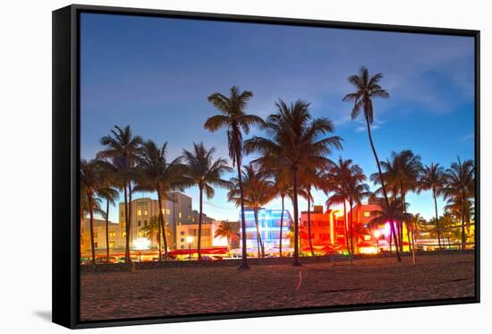 Miami Beach Florida Hotels And Restaurants At Sunset-Fotomak-Framed Stretched Canvas