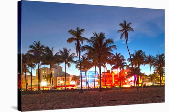 Miami Beach Florida Hotels And Restaurants At Sunset-Fotomak-Stretched Canvas