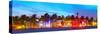 Miami Beach Florida Hotels and Restaurants at Sunset-Fotomak-Stretched Canvas