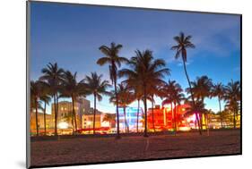 Miami Beach Florida Hotels And Restaurants At Sunset-Fotomak-Mounted Photographic Print