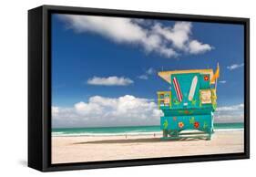 Miami Beach Florida, Lifeguard House-Fotomak-Framed Stretched Canvas