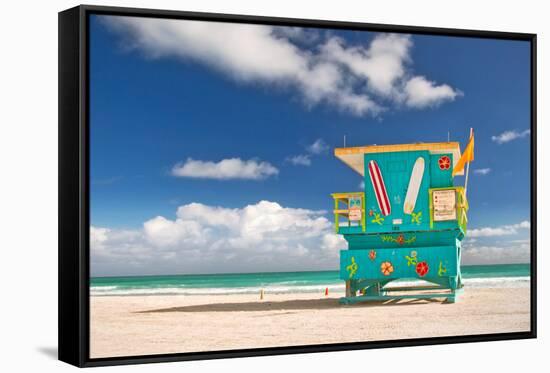 Miami Beach Florida, Lifeguard House-Fotomak-Framed Stretched Canvas