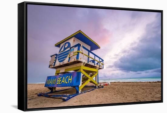 Miami Beach, Florida, USA Life Guard Tower.-SeanPavonePhoto-Framed Stretched Canvas