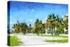 Miami Beach - In the Style of Oil Painting-Philippe Hugonnard-Stretched Canvas