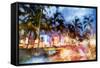 Miami Beach Night - In the Style of Oil Painting-Philippe Hugonnard-Framed Stretched Canvas