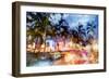 Miami Beach Night - In the Style of Oil Painting-Philippe Hugonnard-Framed Giclee Print