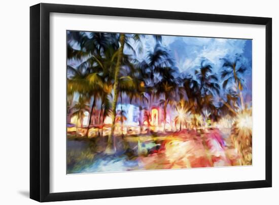 Miami Beach Night - In the Style of Oil Painting-Philippe Hugonnard-Framed Giclee Print